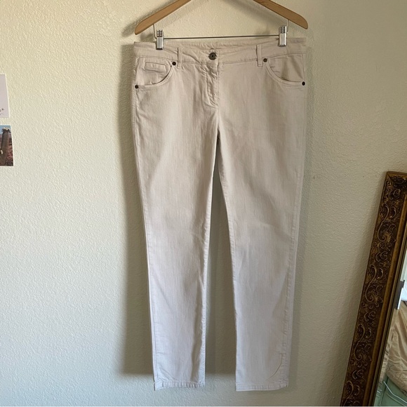 Brunello Cucinelli Skinny Fit Cream Off White Colored Stretch Denim Jeans Ankle